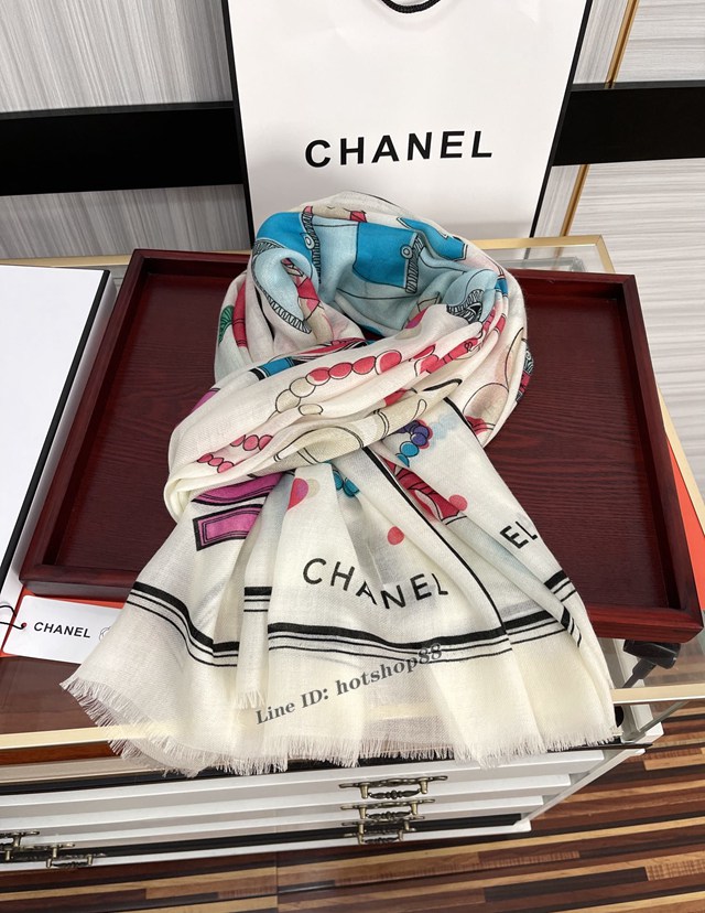 CHANEL專門店新款香奈兒雙c系列羊絨長巾高端女士圍巾披肩 mmyj1466